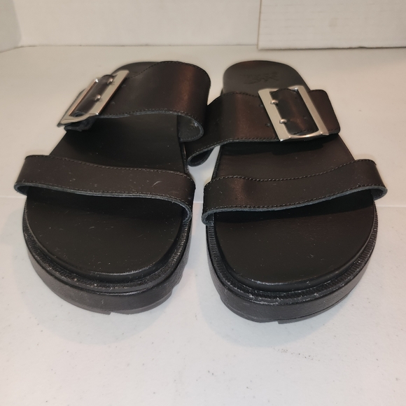 Sorel Women's Roaming Buckle Slide Black Leather Sz 9 - Picture 3 of 10